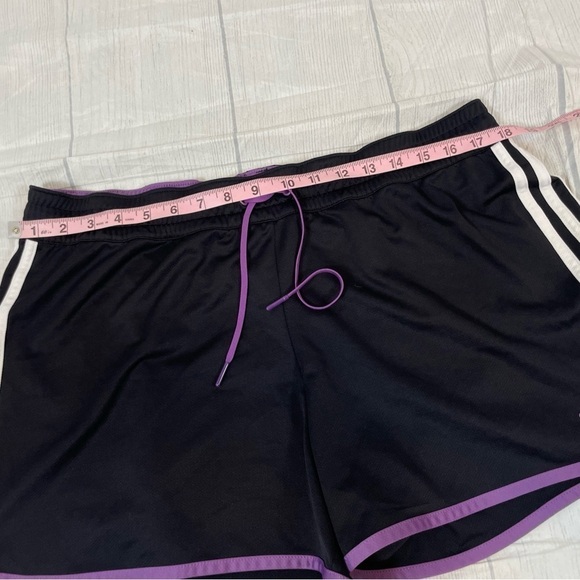 Y2K adidas track pull on elastic waistband shorts woman’s size L black purple - Picture 7 of 13